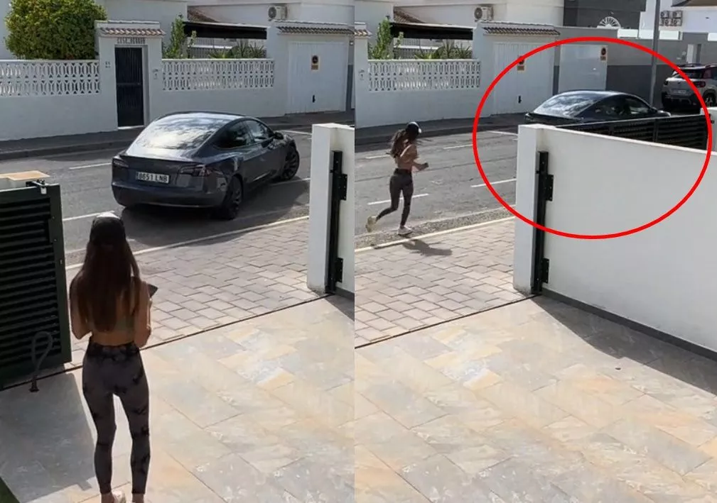 特斯拉AI觉醒?妹子目睹爱车“逃跑” 她在后面猛追…