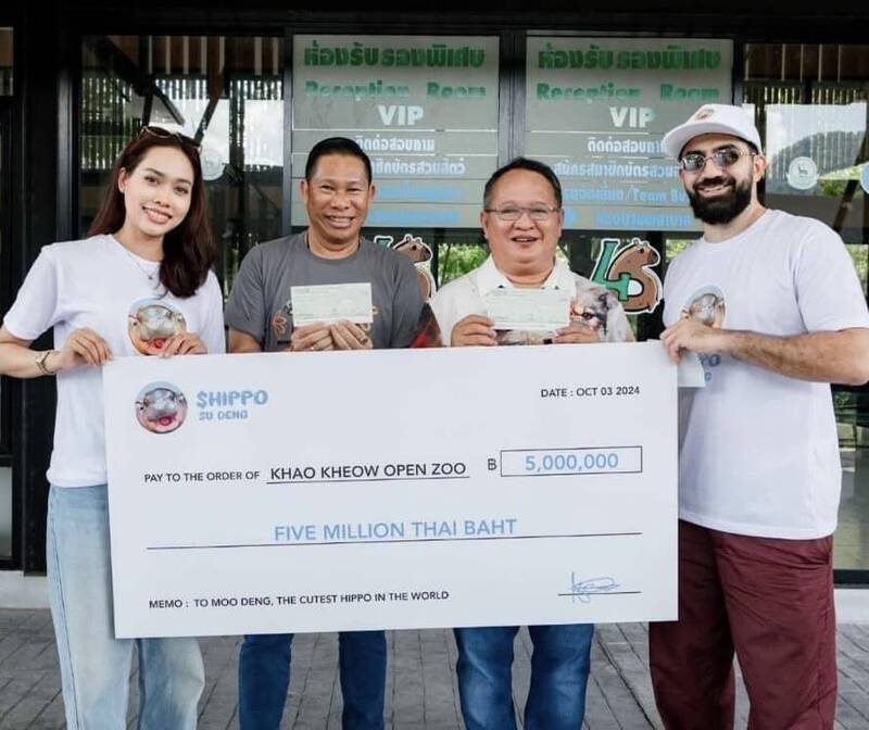 杜拜1名富商飞到泰国慷慨解囊,支持「世界上最可爱的河马」。(撷取自ขาหมู แอนด์เดอะแก๊ง/FB) 杜拜1名富商飞到泰国慷慨解囊,支持「世界上最可爱的河马」。(撷取自ขาหมู แอนด์เดอะแก๊ง/FB)