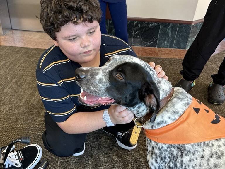 美国11岁男童杰米与爱犬塔克。(撷取自Levine Children's /FB) 美国11岁男童杰米与爱犬塔克。(撷取自Levine Children's /FB)