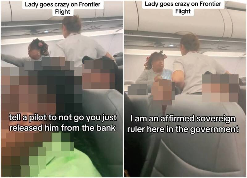 美国边疆航空机上1名女乘客突然想起误将手机放在登机口,并要求空服员为了她将整台飞机飞回原地,不料被拒绝后当众咆哮怒骂空服员。(图撷自「@jenskilicious」Tiktok) 美国边疆航空机上1名女乘客突然想起误将手机放在登机口,并要求空服员为了她将整台飞机飞回原地,不料被拒绝后当众咆哮怒骂空服员。(图撷自「@jenskilicious」Tiktok)