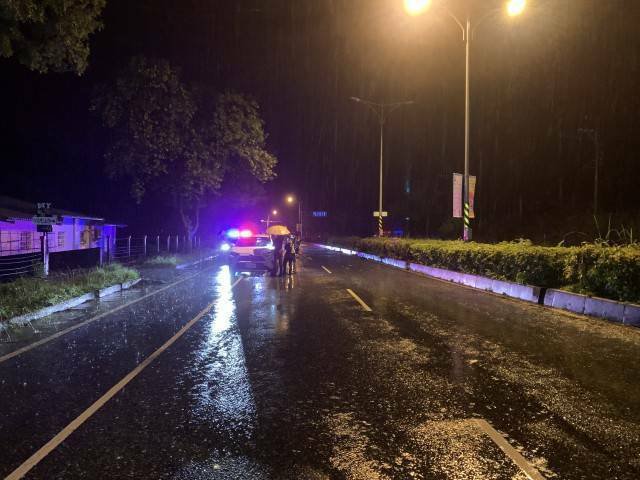 花莲县台九县220.1公里凤林段,昨深夜发生一起死亡车祸,穿越马路的行人遭汽车撞死。(民众提供) 花莲县台九县220.1公里凤林段,昨深夜发生一起死亡车祸,穿越马路的行人遭汽车撞死。(民众提供)