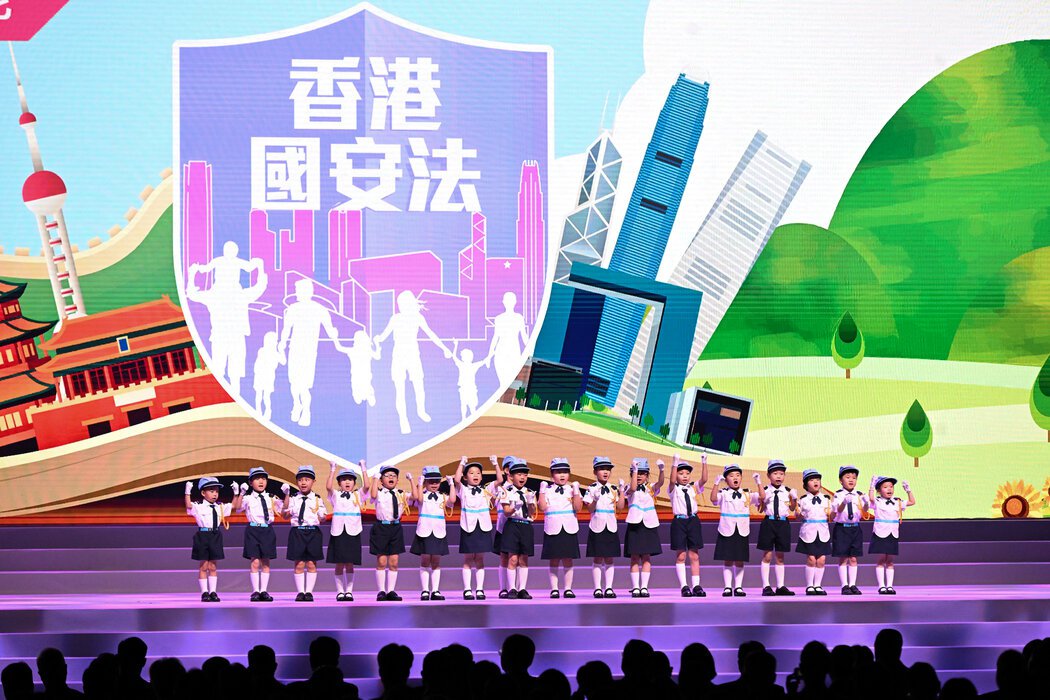 6月，香港国安法实施五周年庆典上的儿童。