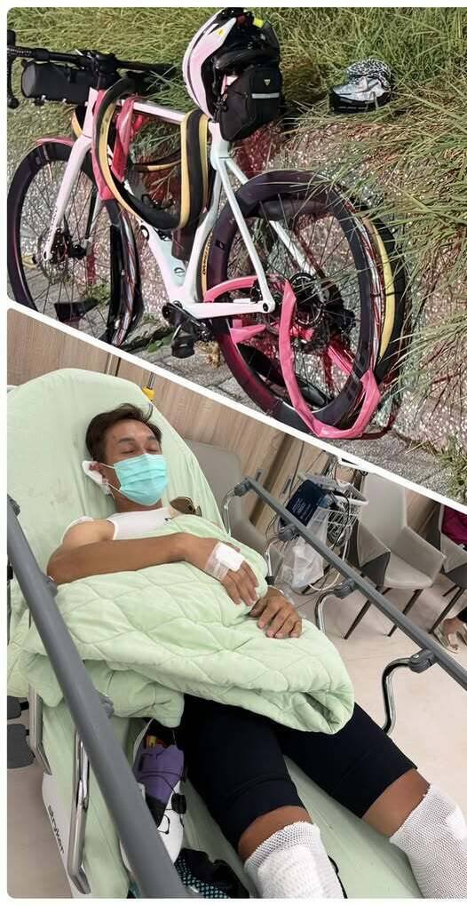 前自行车国手彭竣志自主训练,在高雄遭酒驾男击落。(翻摄彭竣志脸书) 前自行车国手彭竣志自主训练,在高雄遭酒驾男击落。(翻摄彭竣志脸书)