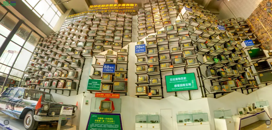 ● 格林美城市矿山博物馆陈列的废旧电视机。图片来源:格林美官网