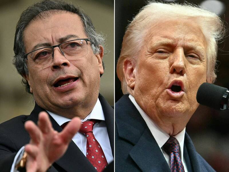 美国总统川普与哥伦比亚总统裴卓因打击运毒船争议,隔空交火。(法新社) 美国总统川普与哥伦比亚总统裴卓因打击运毒船争议,隔空交火。(法新社)