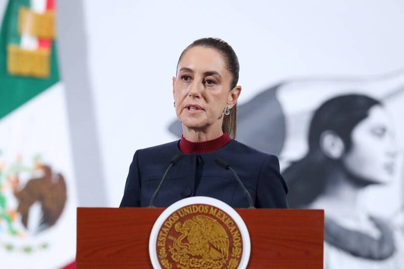 墨国总统薛恩鲍姆被当街性骚，对涉事男子提告。（法新社）