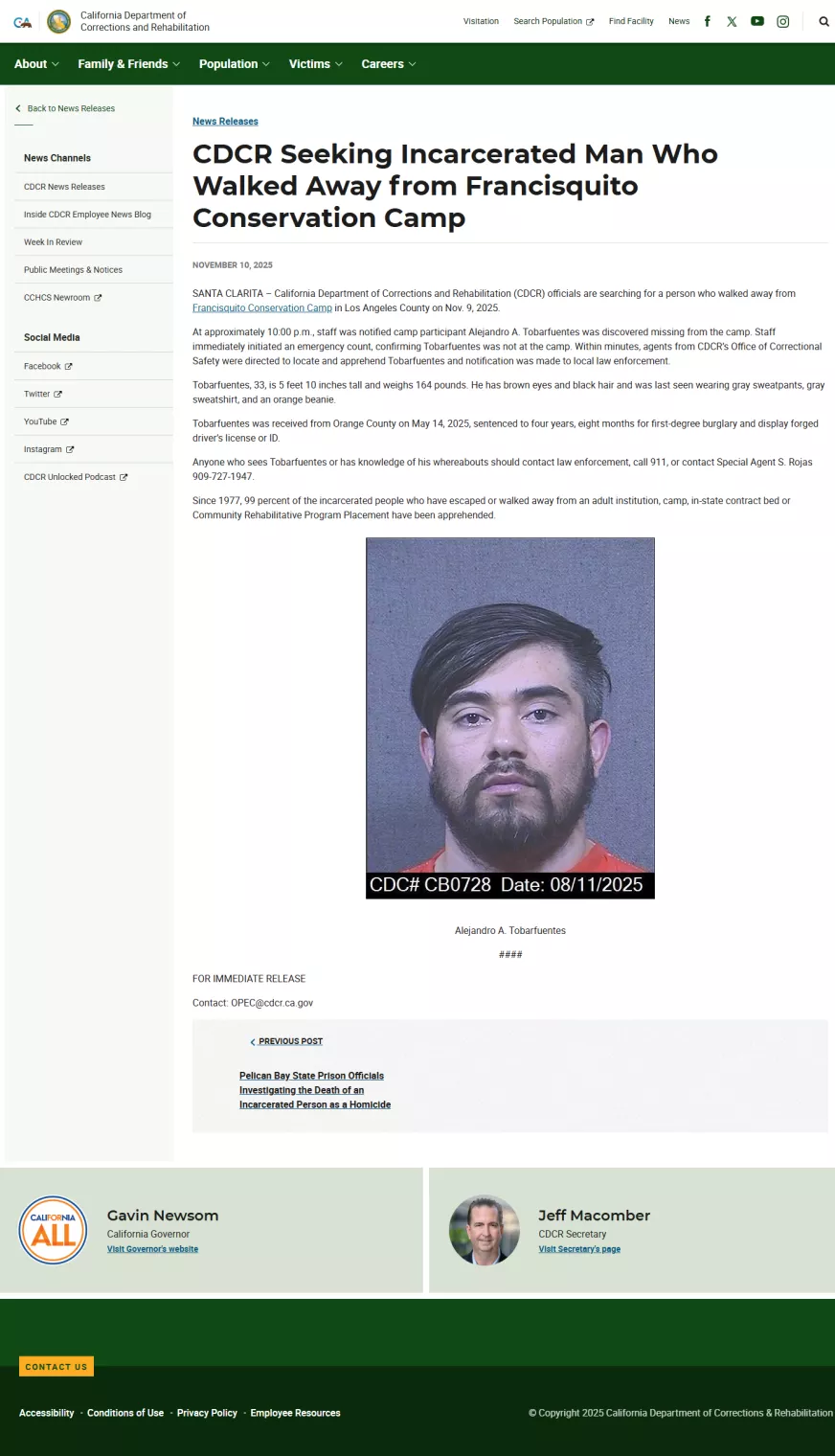 “赴美盗窃”的智利职业大盗，从加州监狱逃跑了