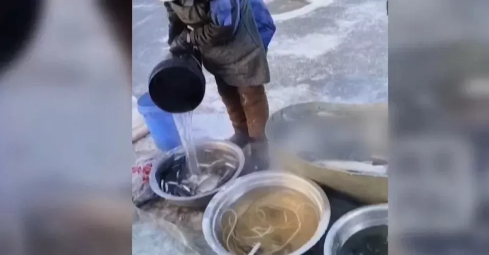 零下20度！东北早市奇观 替鱼洗“热水澡”