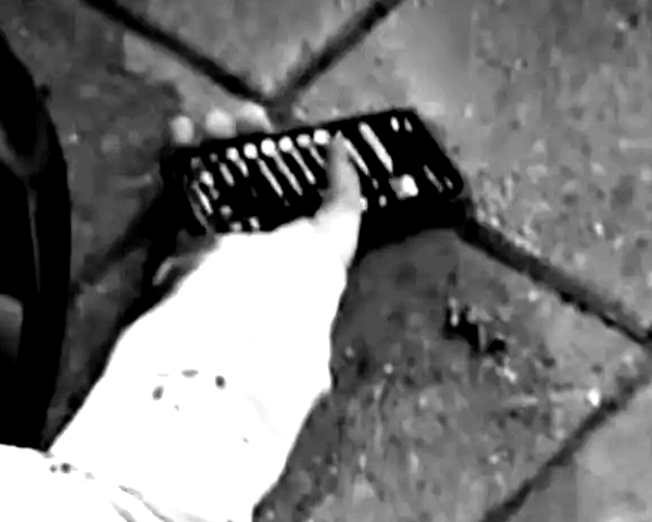 萧姓骑士生前紧握手机，页面停留在LINE上，疑似想跟亲友交代遗言，袖口处还可见渗人的血迹。画面已经黑白处理。（图翻摄自Dcard）