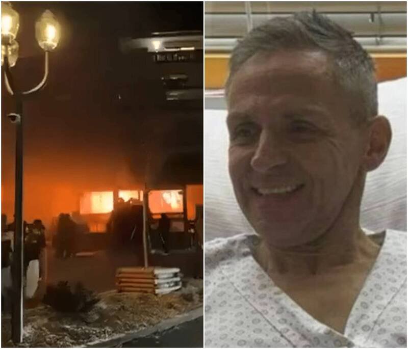 坎波洛接到女儿受困在酒吧的求救电话后，毅然决然前往火灾现场撬开紧急逃生门，让至少10几名年轻人脱困，他因吸入浓烟送医治疗，被誉为「英雄父亲」。（图撷取自X） 