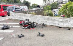 台中男骑大型重机撞护栏喷飞桥下 送医急救仍不治