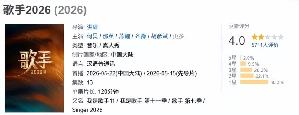 《歌手2026》口碑崩盘,三大短板神仙难救
