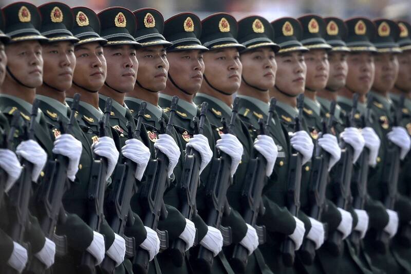 在北京参加阅兵的中国人民解放军官兵。（美联社资料照）